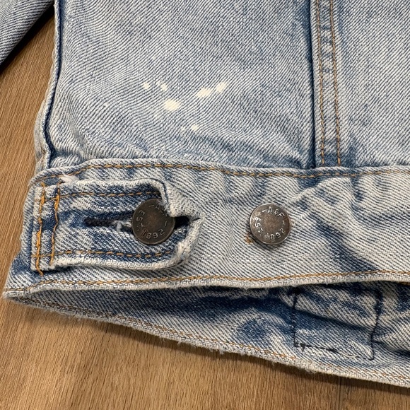 Y2K! 🌟AMBERCROMBIE🌟 RARE EXTRA HEAVY OUNCE DENIM JEAN JACKET LIGHT WASH L - Picture 13 of 13